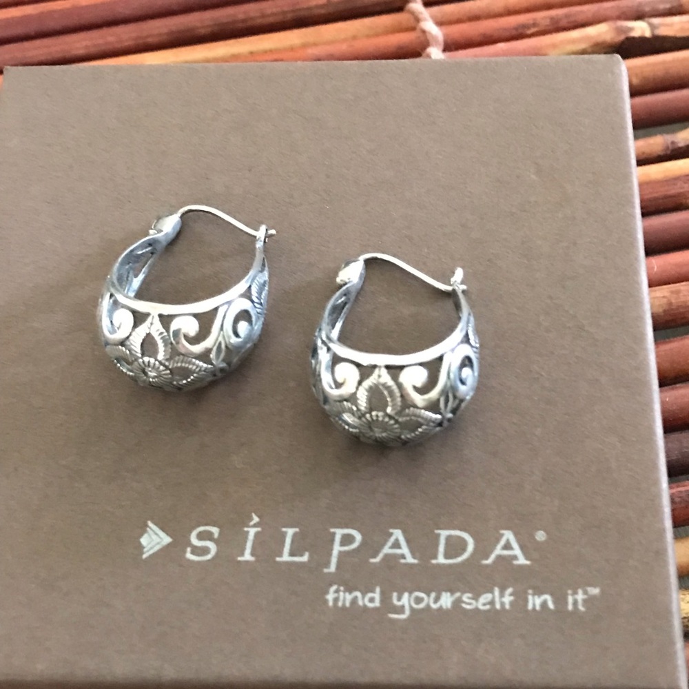 Silpada Sterling Silver Filigree Hoop Earrings